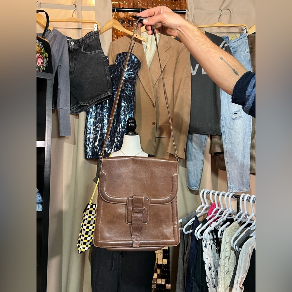 Vintage Rare Yves Saint Laurent Neutral Brown Leather Western Style Unisex Bag - Picture 3 of 16